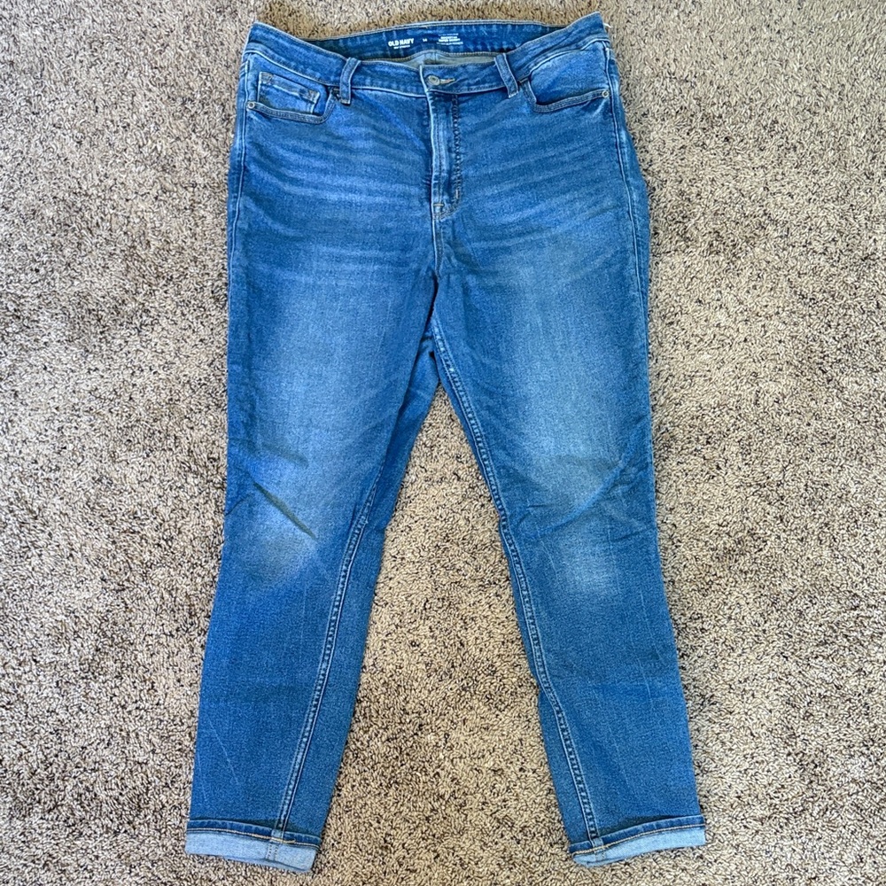 Old Navy Women's Blue Ankle Jeans, High Rise, Stretchy
